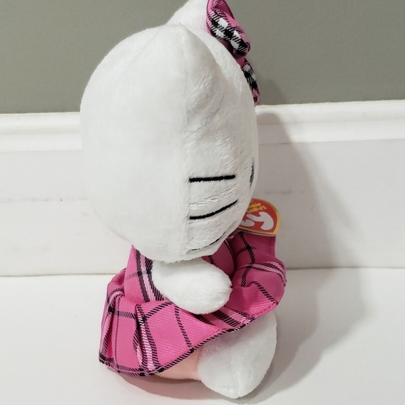 Hello Kitty Pink Tartan Plaid Plush Ty Beanie by Sanrio 2009 - Picture 6 of 10